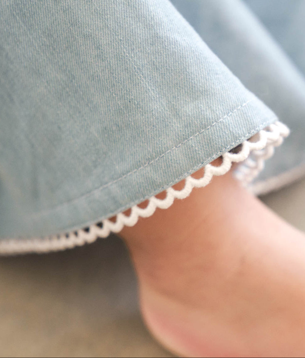 Close-up of a Maddie Dress in Denim