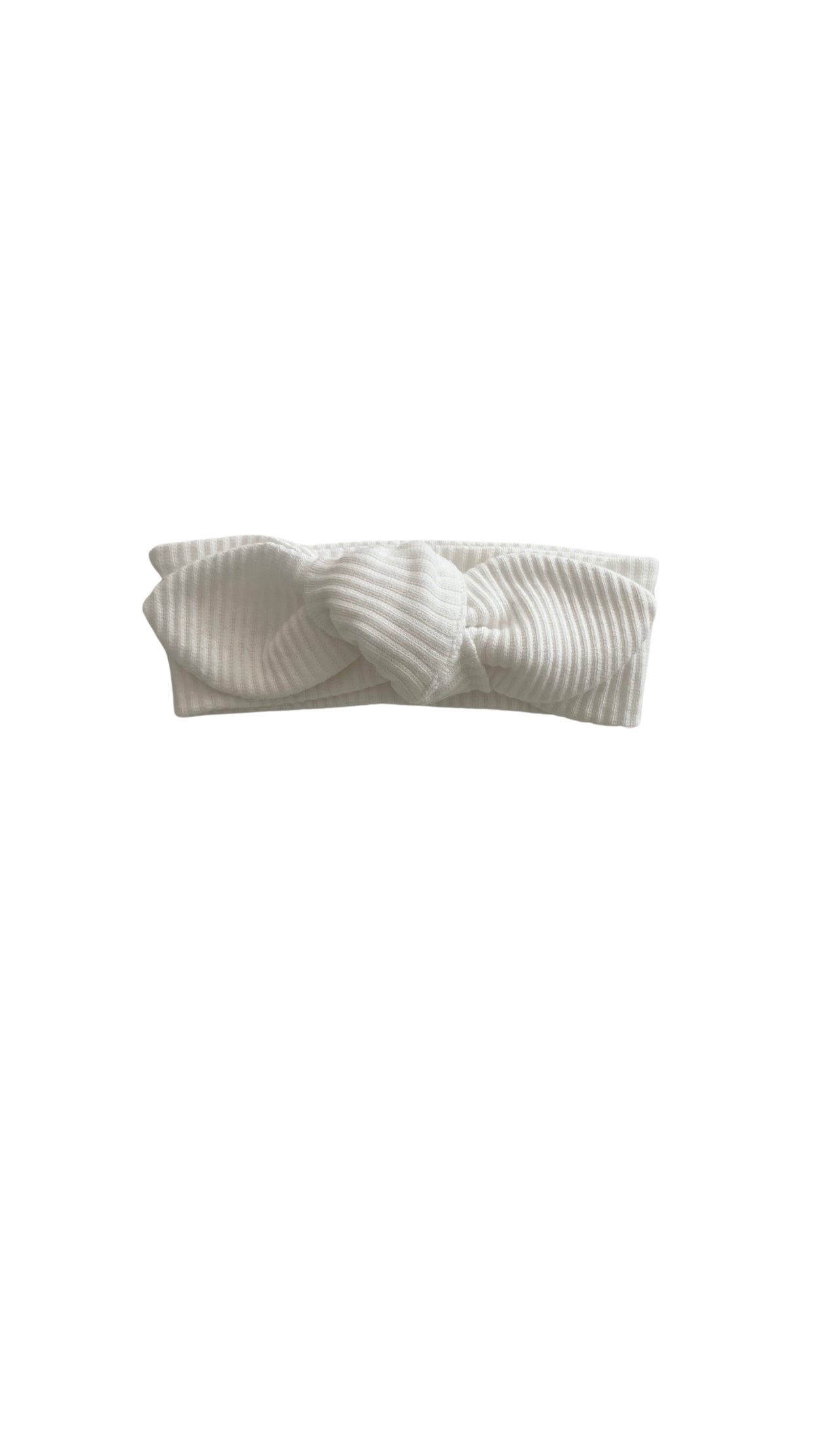 Ribbed Knotted Headbands in White on a white background