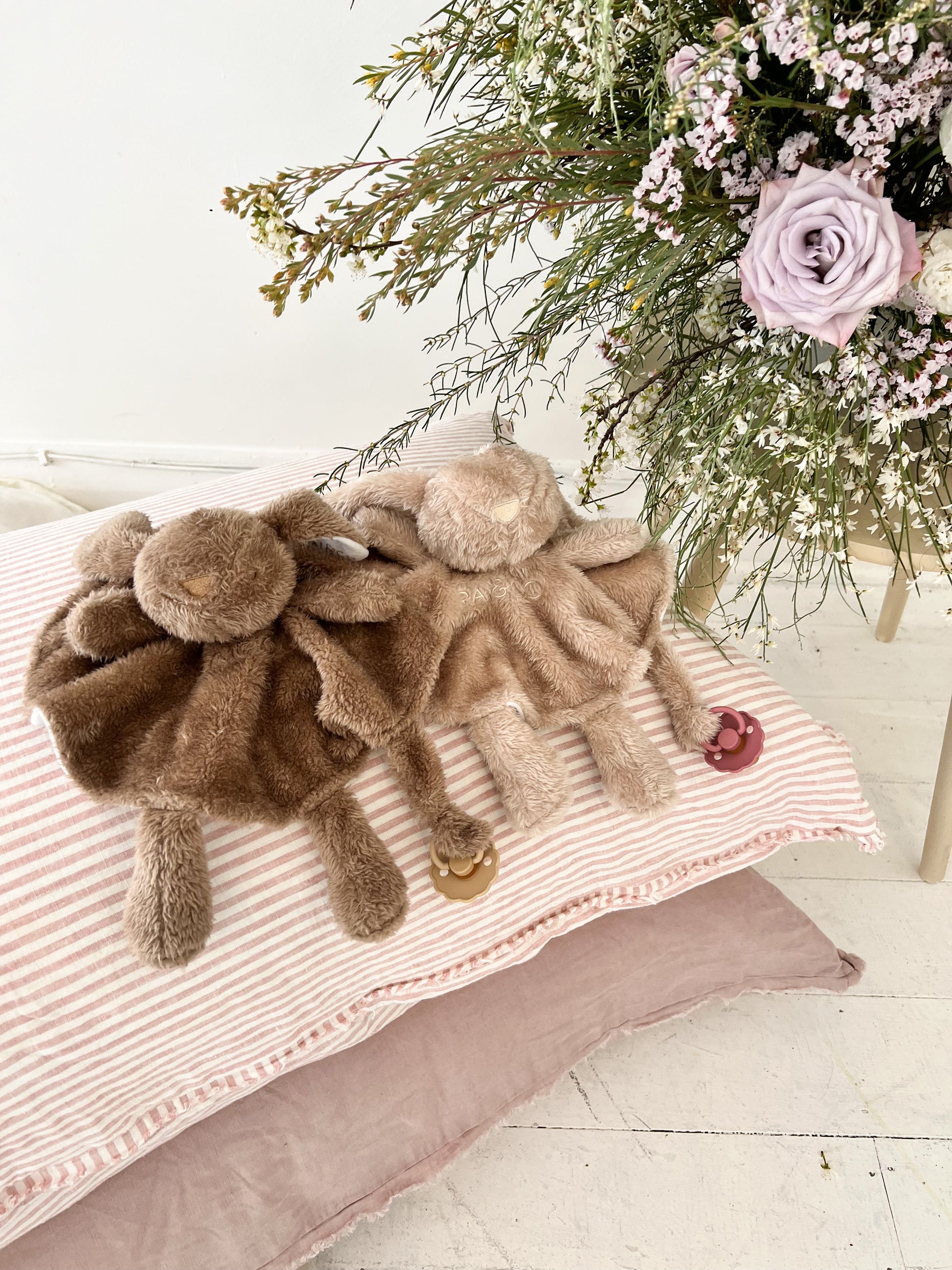 rai&co baby comforters- chocolate and pearl beige