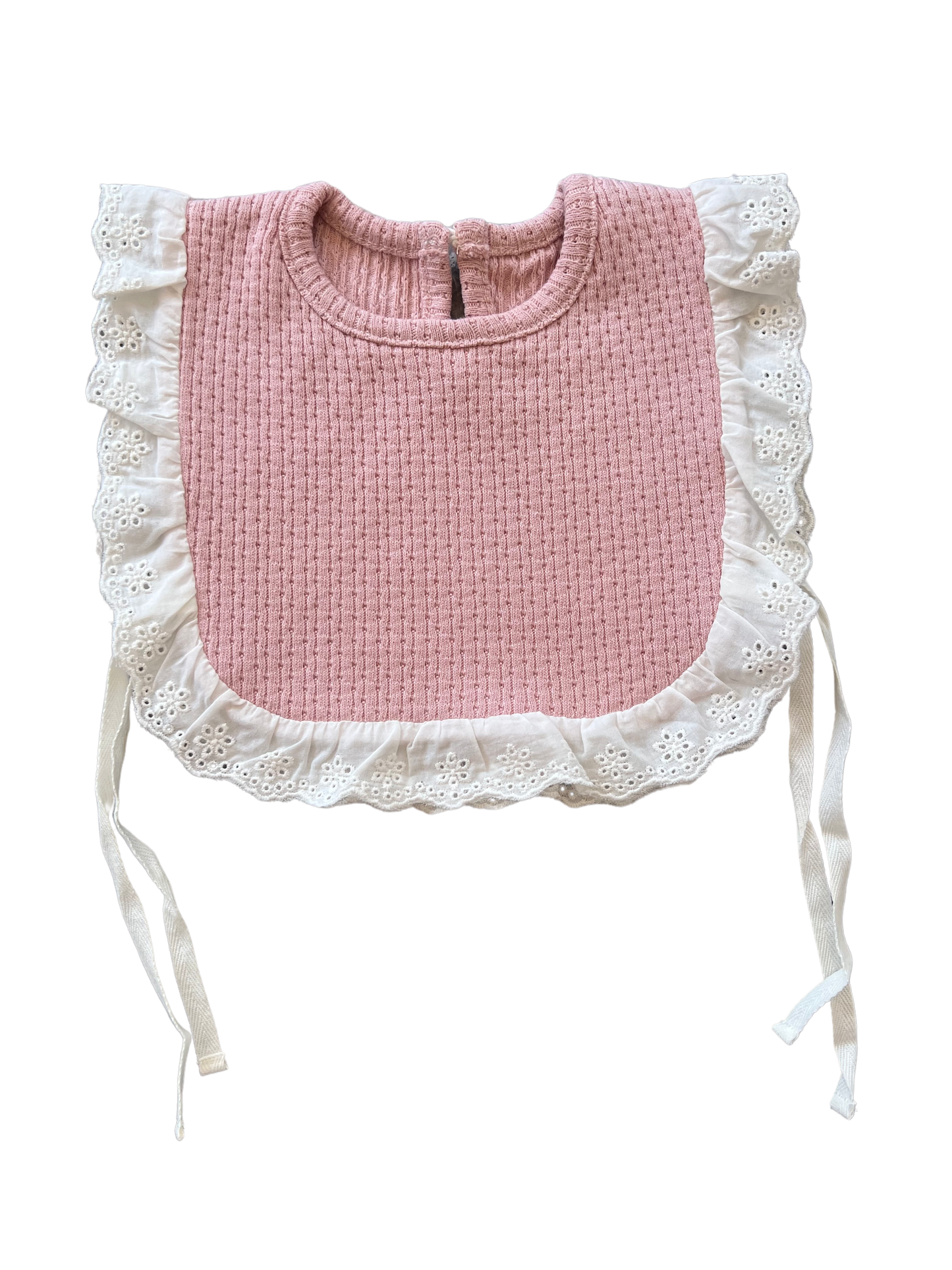 Knitted Lace Frill Bib
