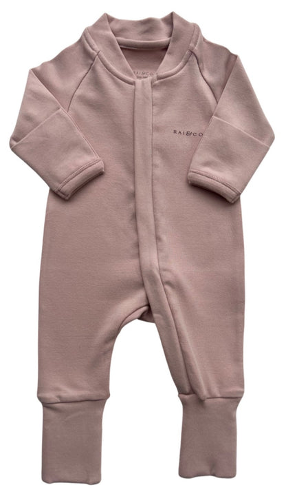 Apple Onesie in Rose Pink on a white background