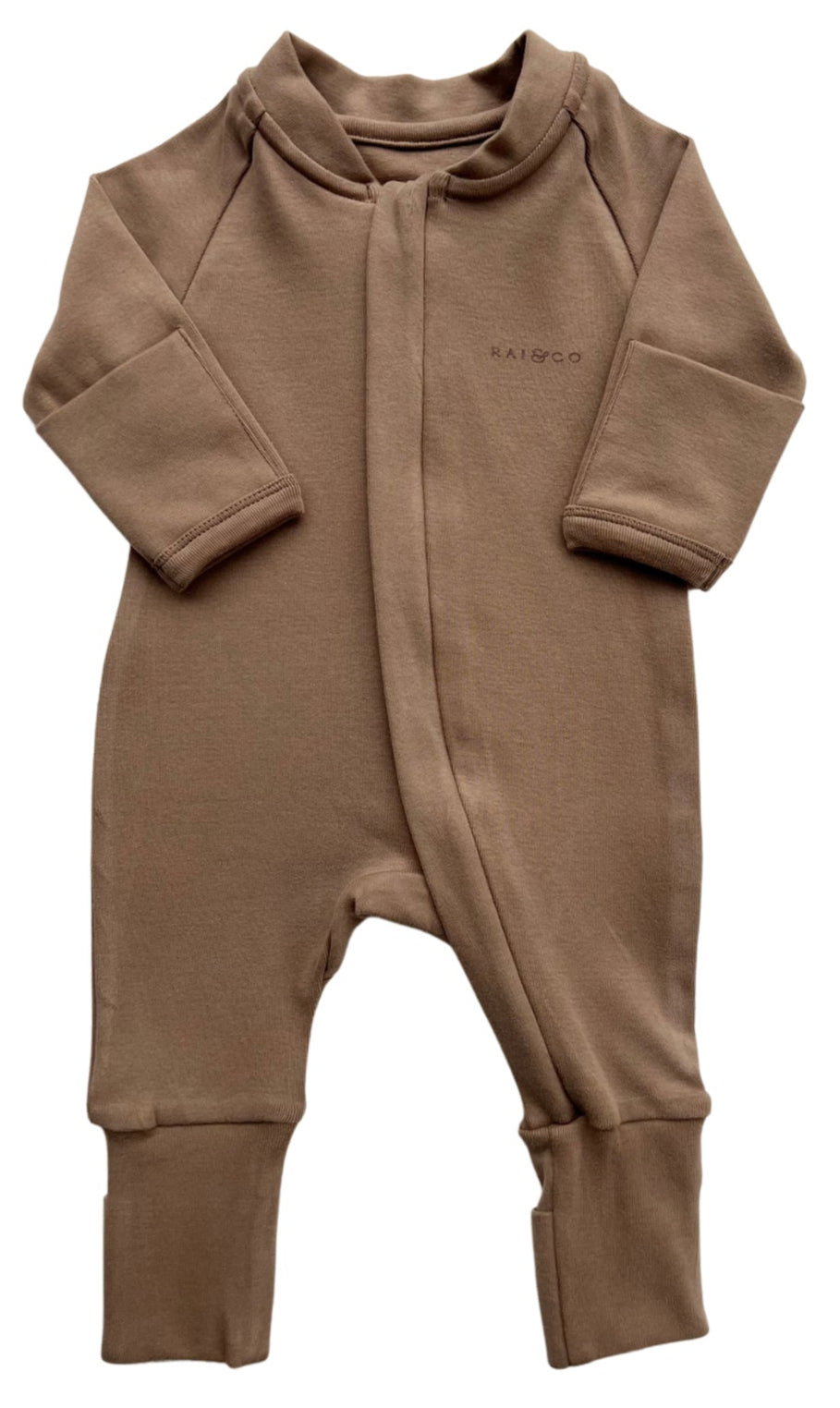 Apple Onesie in Toffee on a white background 