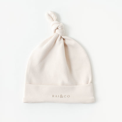 Baby Beanie Apple Knotted in Beige