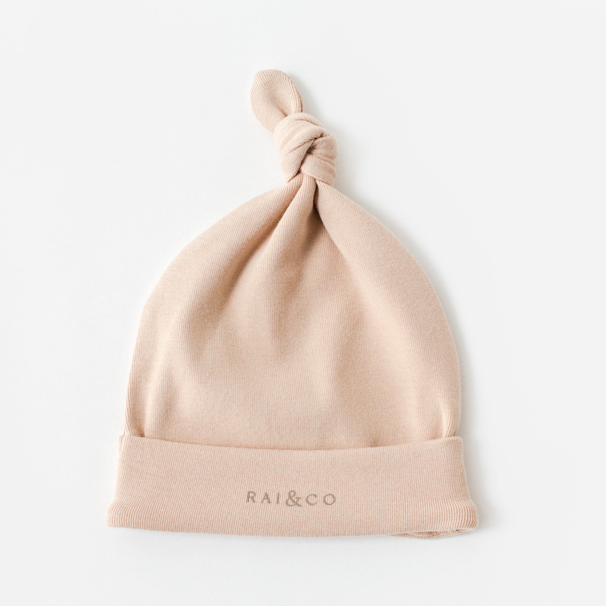 Baby Beanie Apple Knotted in Dark Beige