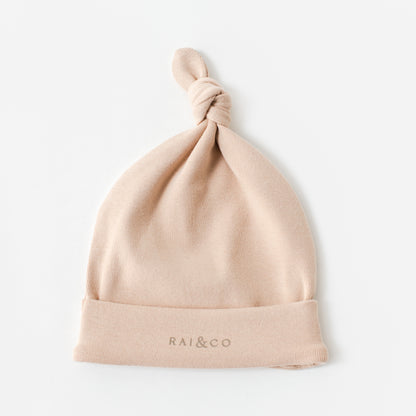 Baby Beanie Apple Knotted in Dark Beige