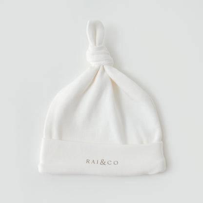 Baby Beanie Apple Knotted in White