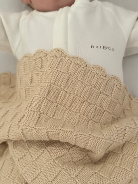Baby Blanket - Knitted Heirloom Keepsake in Ivory 