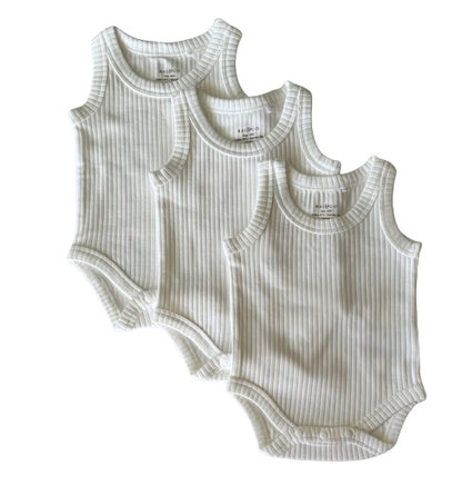 Basic Singlet Bodysuit Bundle in White on a white background