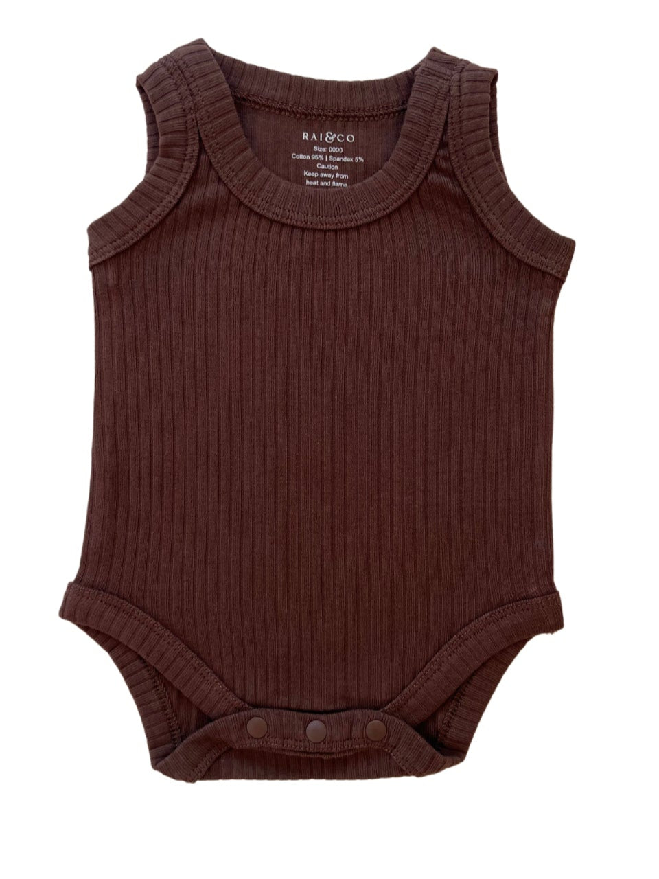 Basic Singlet Bodysuit in Chocolate on a white background