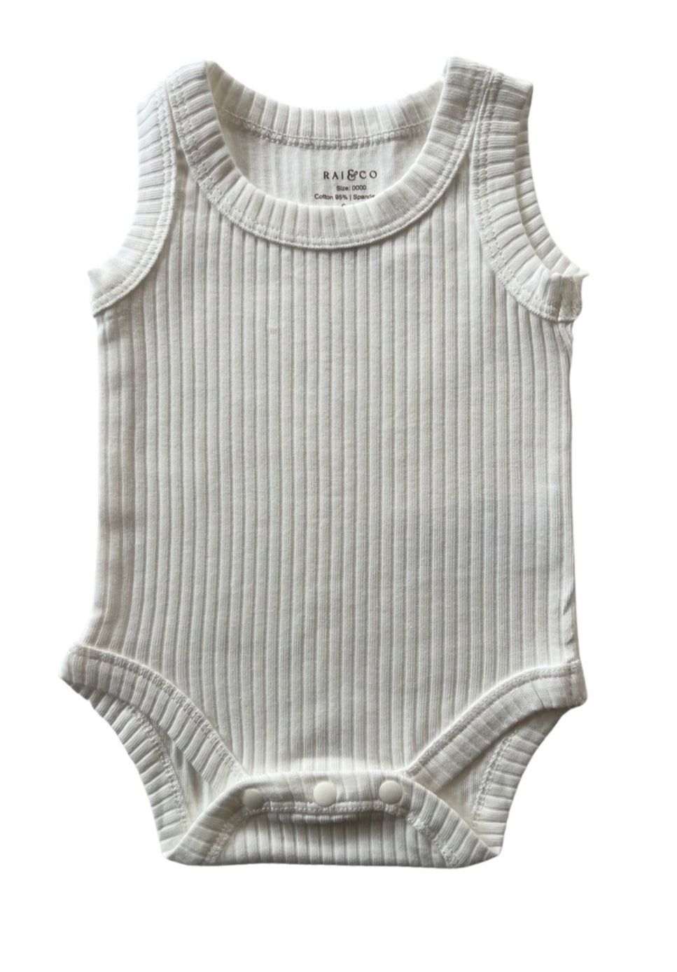 Basic Singlet Bodysuit in White on a white background
