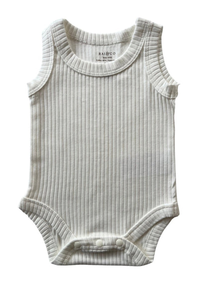 Basic Singlet Bodysuit in White on a white background