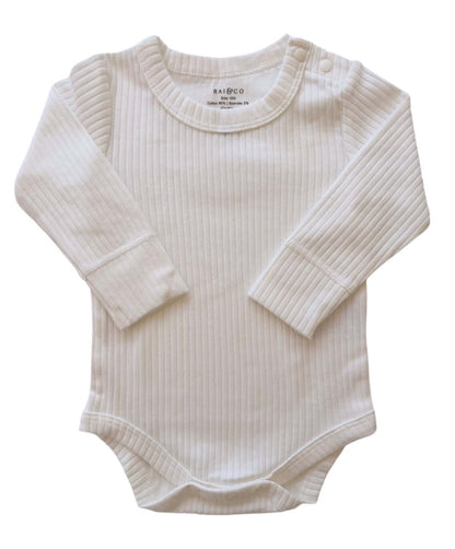White Baby Boy Basic Longsleeve Bodysuit on a white background
