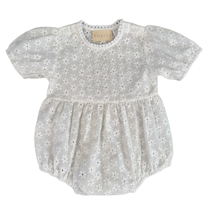 Eliza Embroidered Romper in White