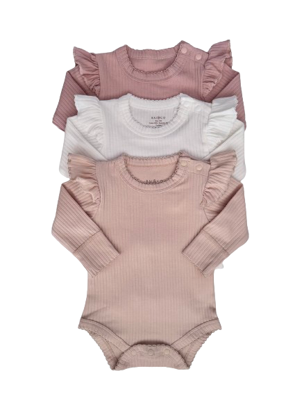 Frill Basic Long Sleeve Bodysuit in Available Colours