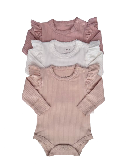 Frill Basic Long Sleeve Bodysuit in Available Colours