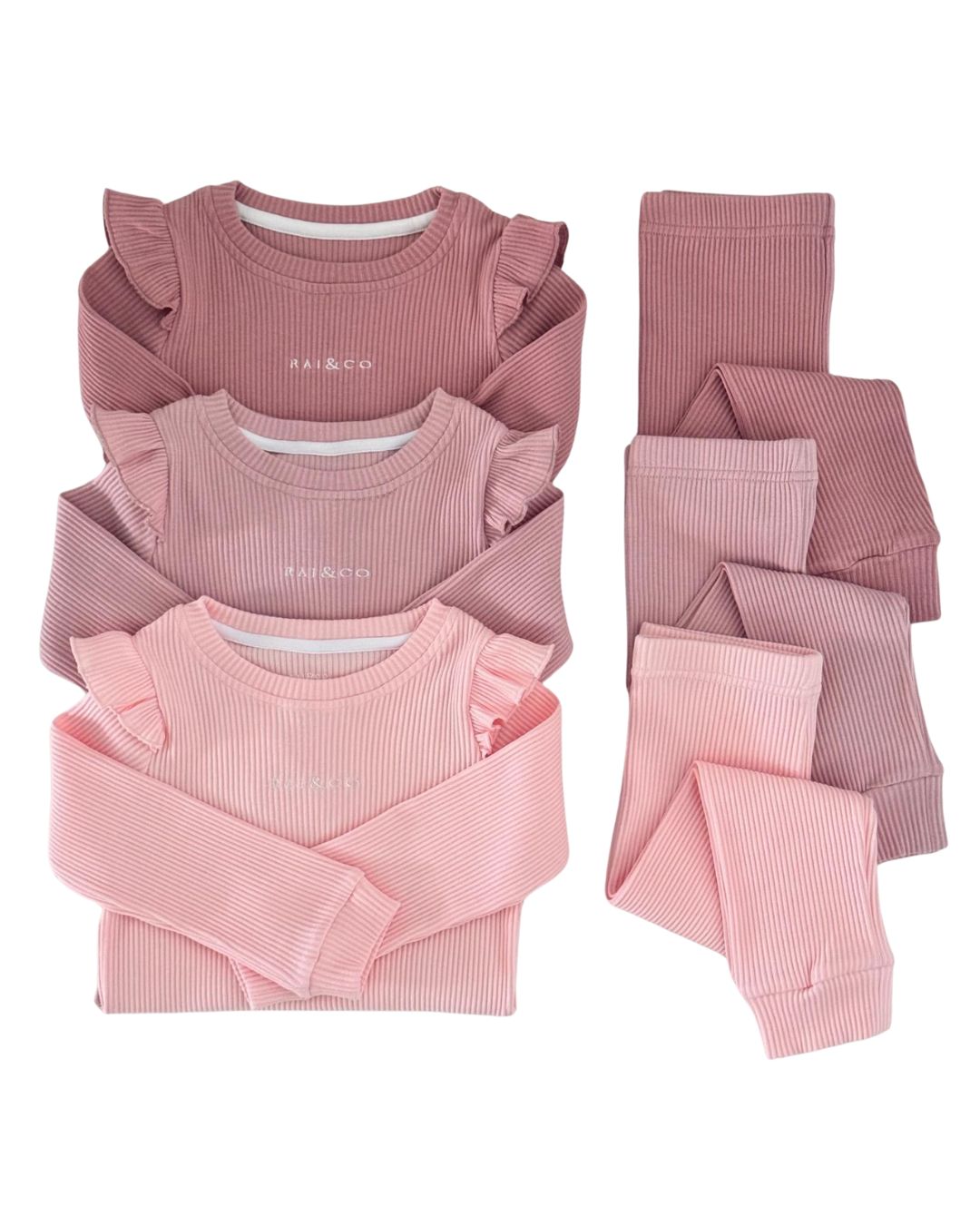 Frill Ribbed Two Piece Set in Available Colours 