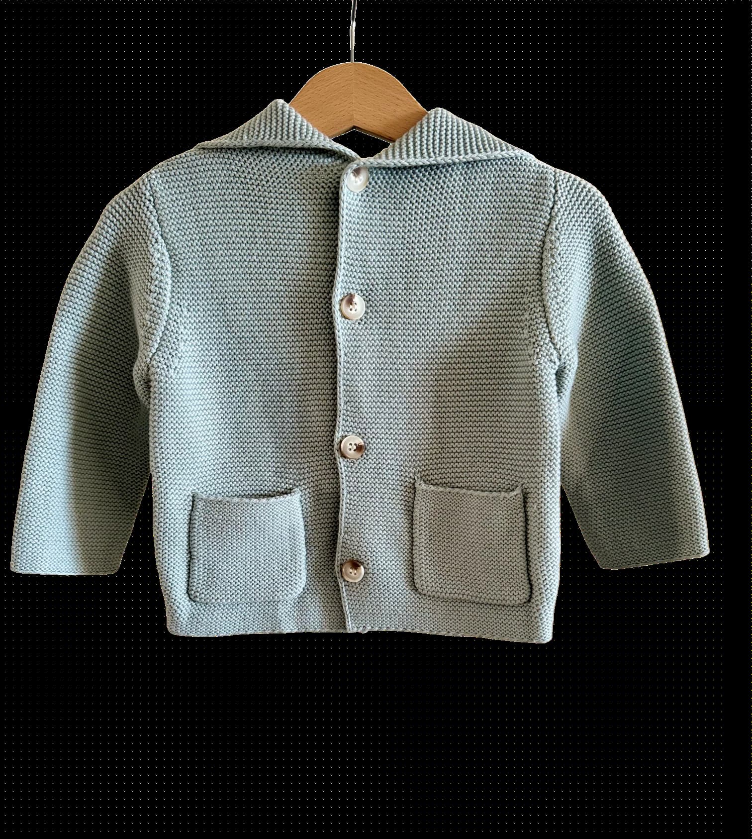 Hooded Knit in Blue hanged