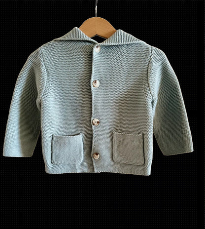Hooded Knit in Blue hanged