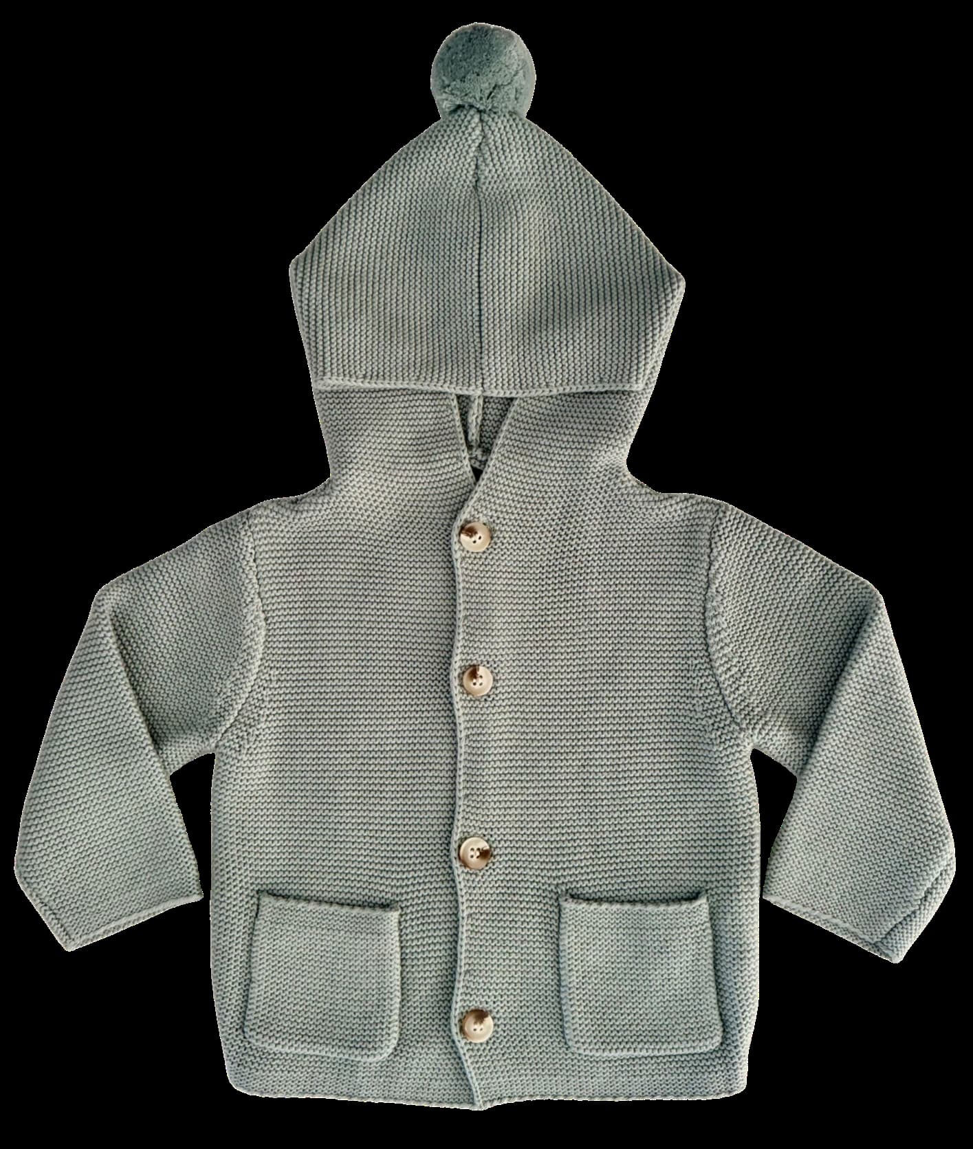 Hooded Knit in Blue on a black background