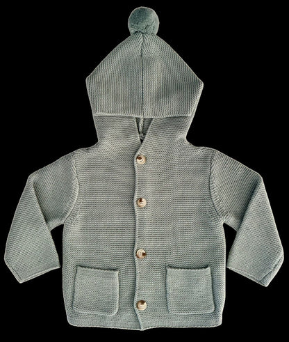 Hooded Knit in Blue on a black background