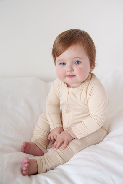 Lightweight Bamboo Onesie - Oat Colour