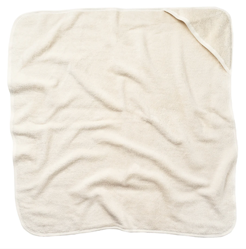 Organic Baby Hooded Bath Towel in White towel on a white background