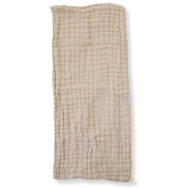 Organic Undyed Cotton Muslin Burp Cloth in Brown on a white background