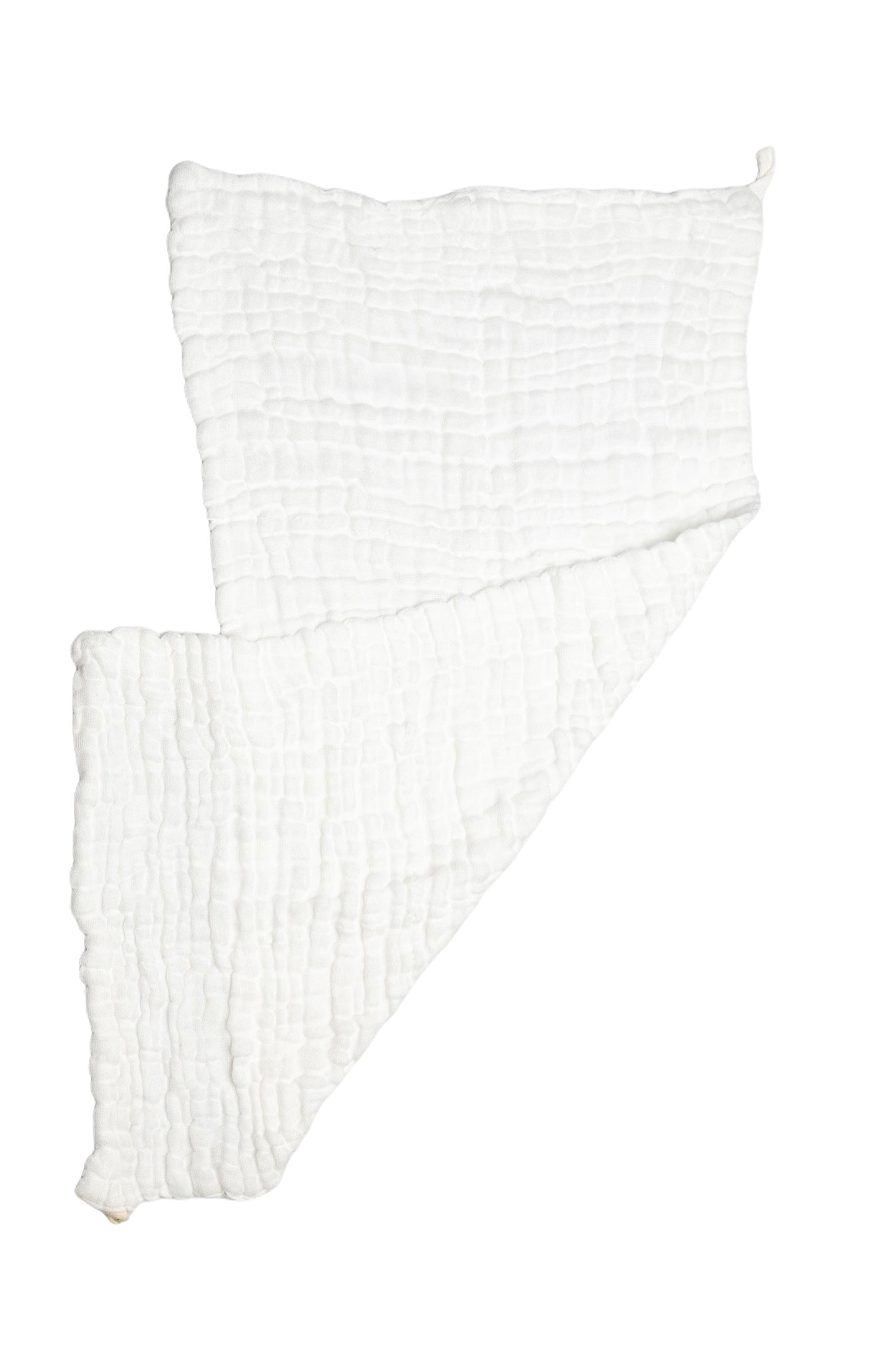 Organic Undyed Cotton Muslin Burp Cloth in White on a white background