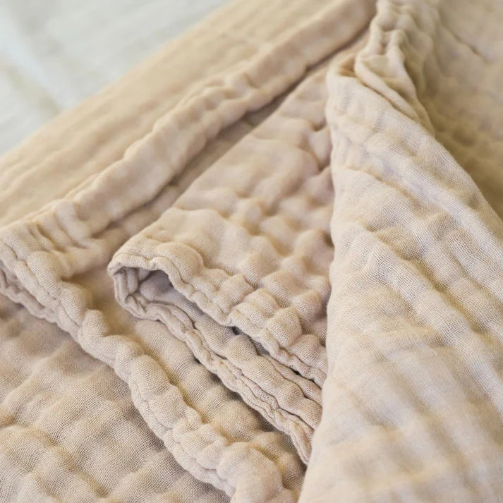 Organic Undyed Cotton Muslin Wrap in Beige