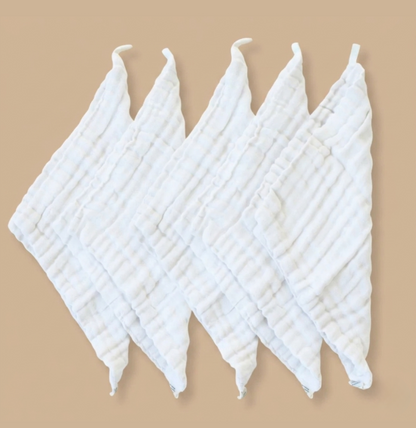 Set of Organic Undyed Cotton Reusable Wipes arranged in a diamond pattern on a beige background