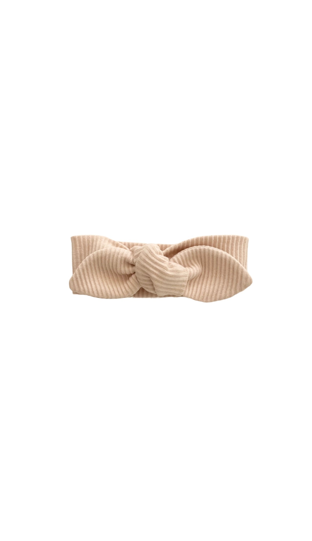 Ribbed Knotted Headbands in Beige on a white background 
