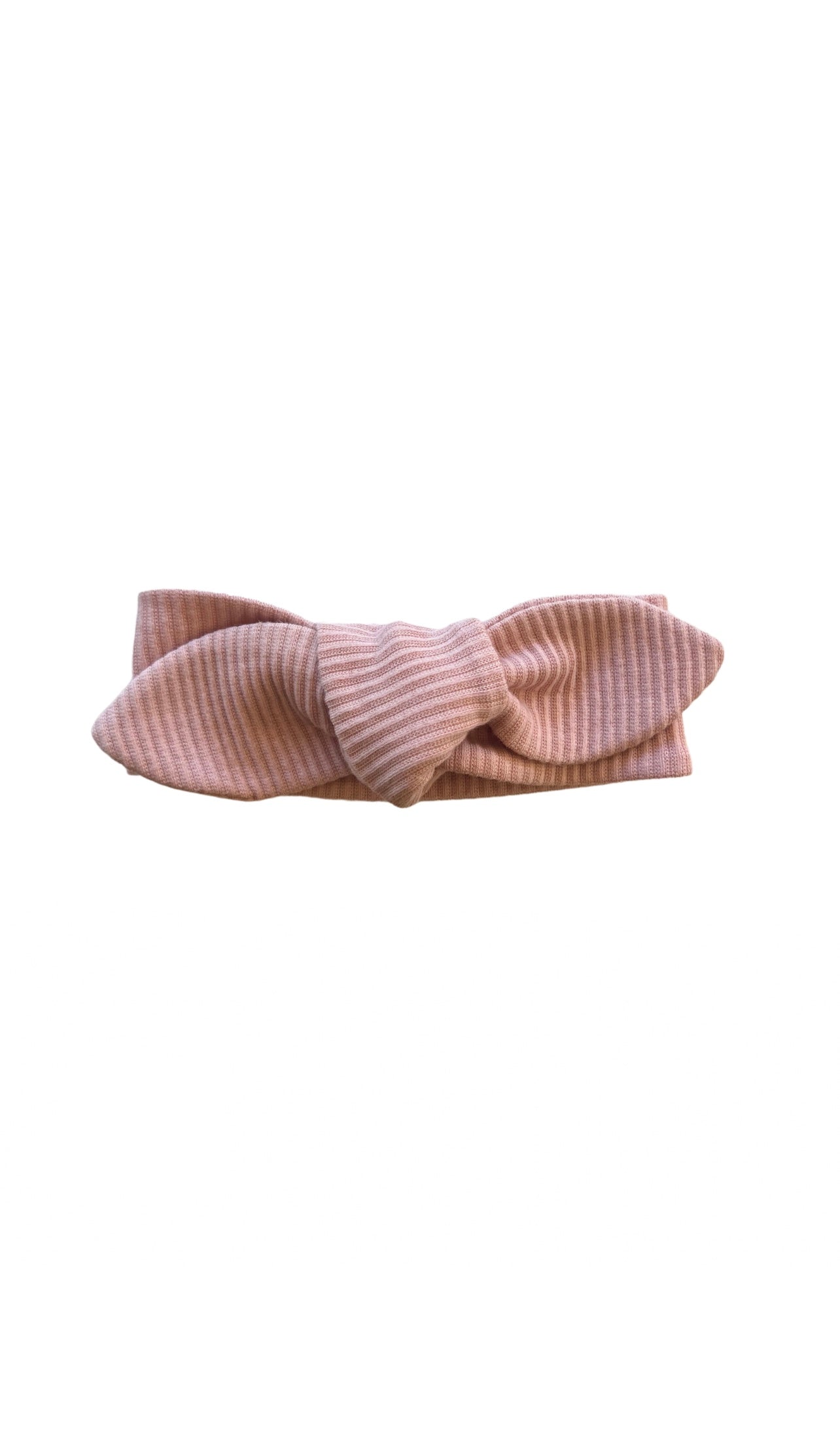Ribbed Knotted Headbands in Powder Pink on a white background