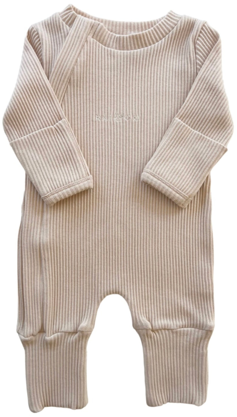 Ribbed Onesie in Beige
