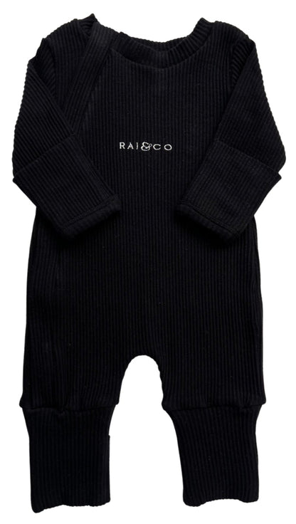Ribbed Onesie in Black 