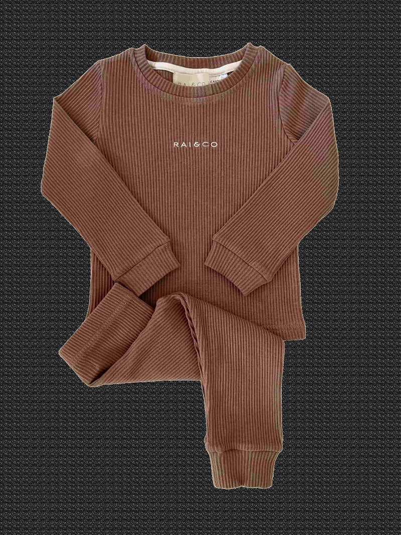 Ribbed Two Piece Set in Caramel