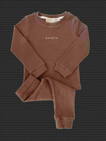 Ribbed Two Piece Set in Caramel