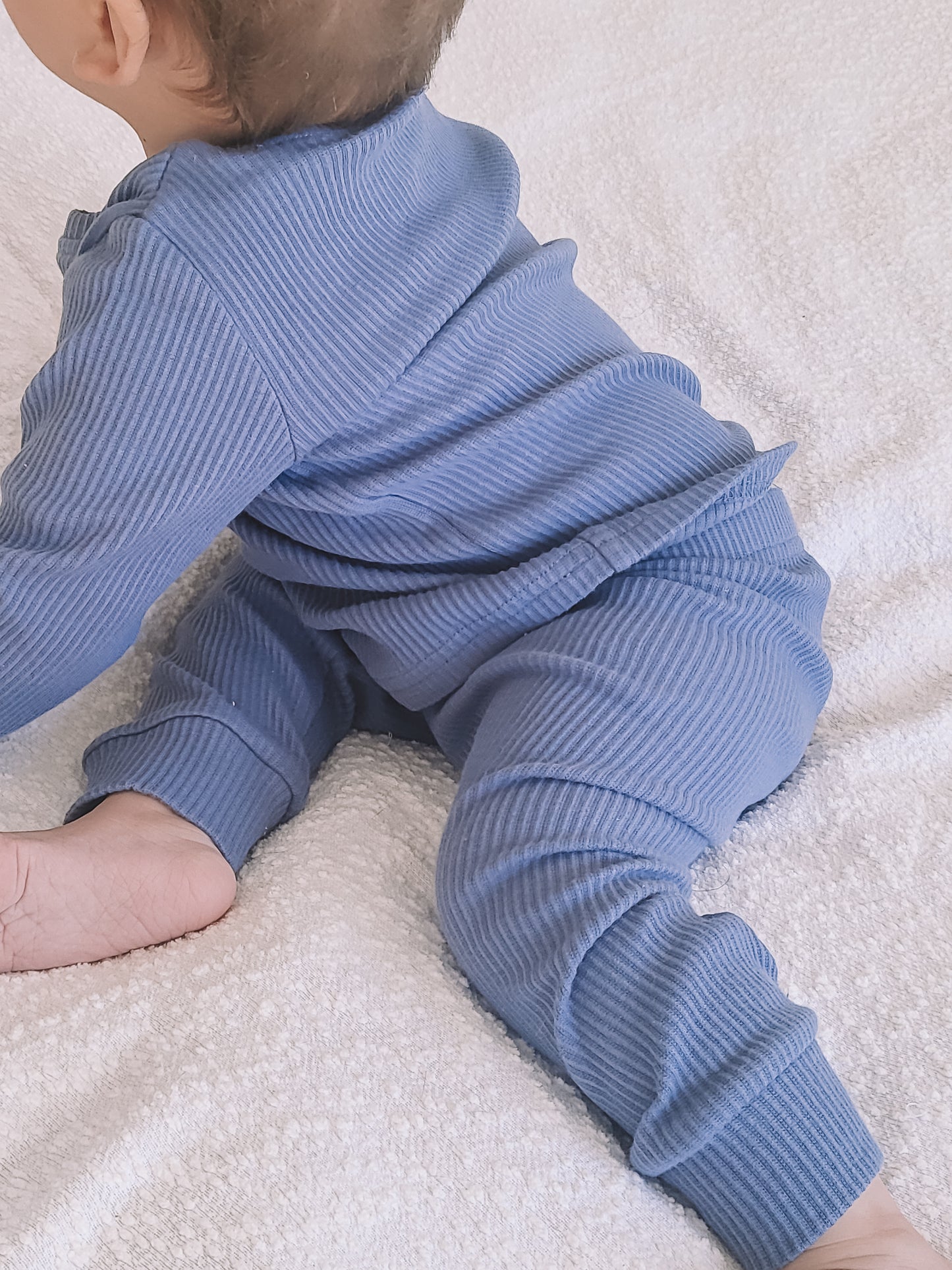Baby wearing a Ribbed Two Piece Set in Royal Blue