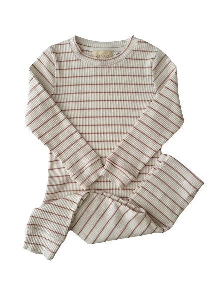 Striped Two Piece in Pink on a white background 