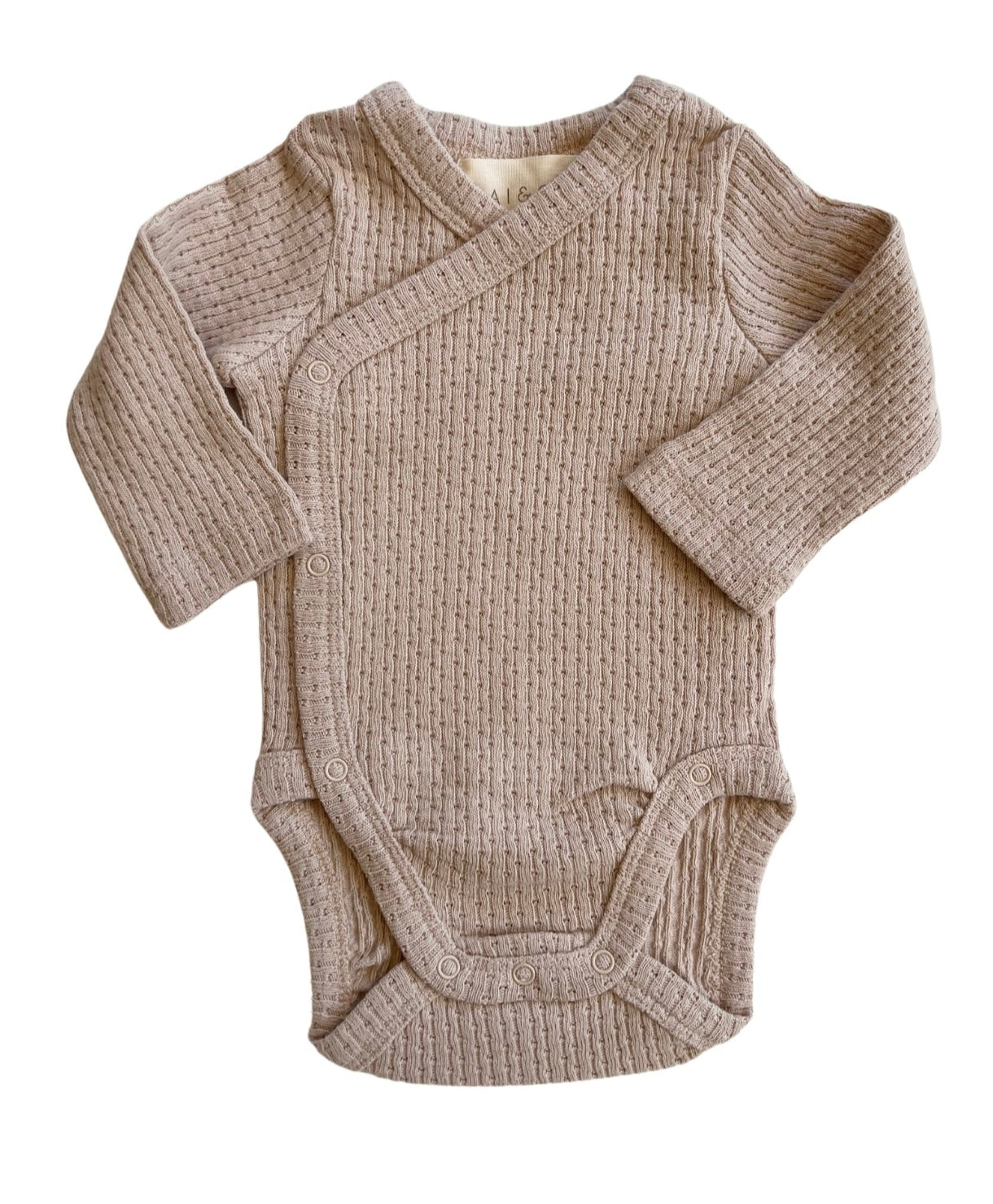 Knitted Button Kimono in Beige on a white background