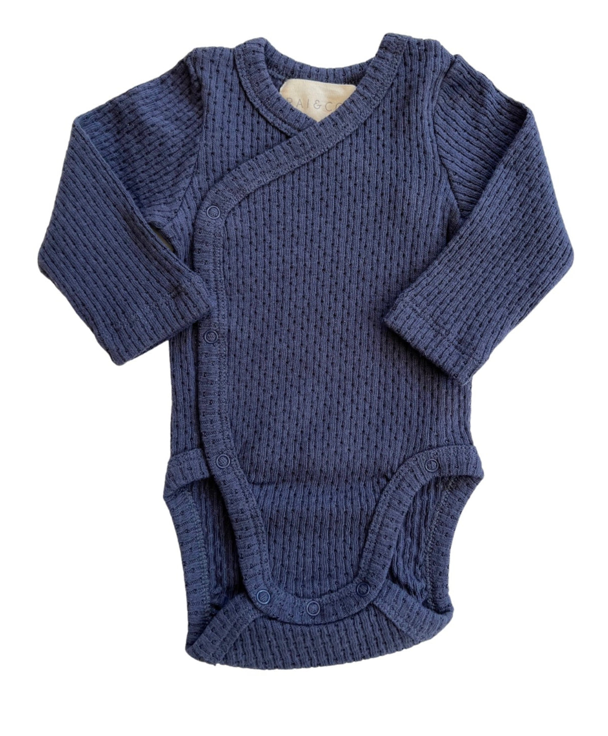 Knitted Button Kimono in Navy on a white background