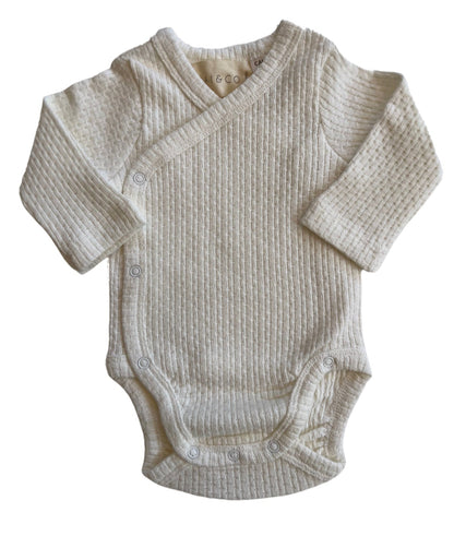Knitted Button Kimono in White on a white background