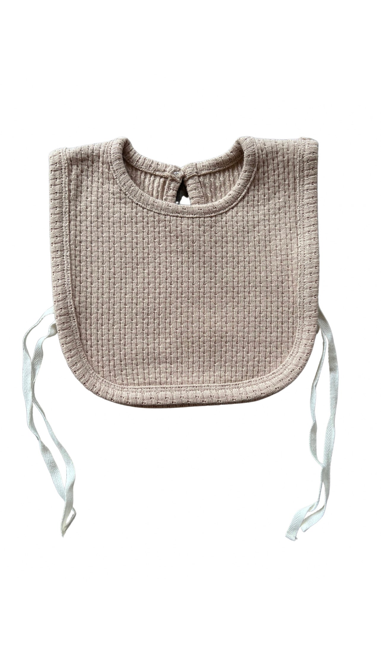 Knitted Plain Bib in Beige on a white background