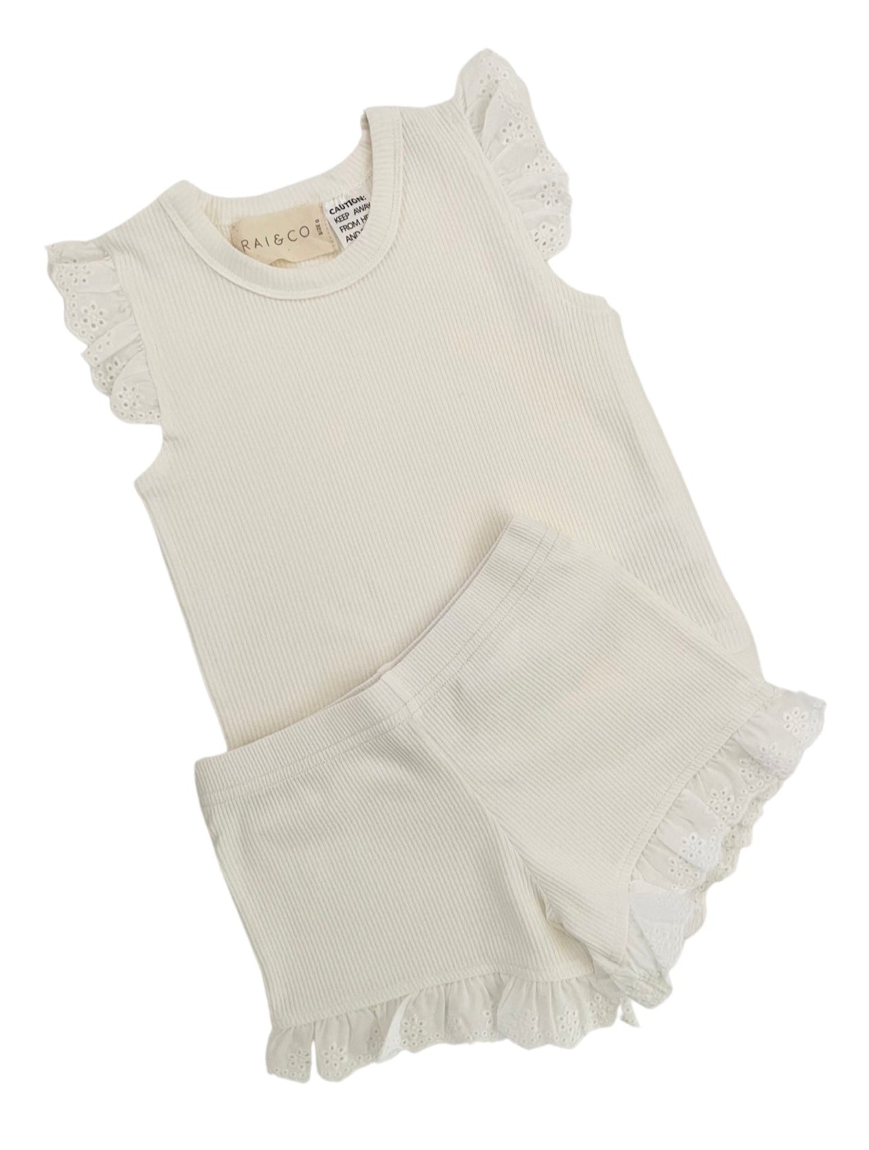 Mini Ribbed Lace Frill in White on a white backgroun