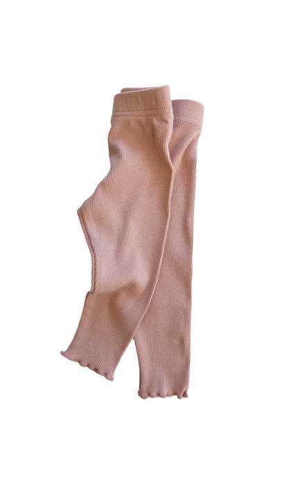 Mini Ribbed leggings in Blush on a white background